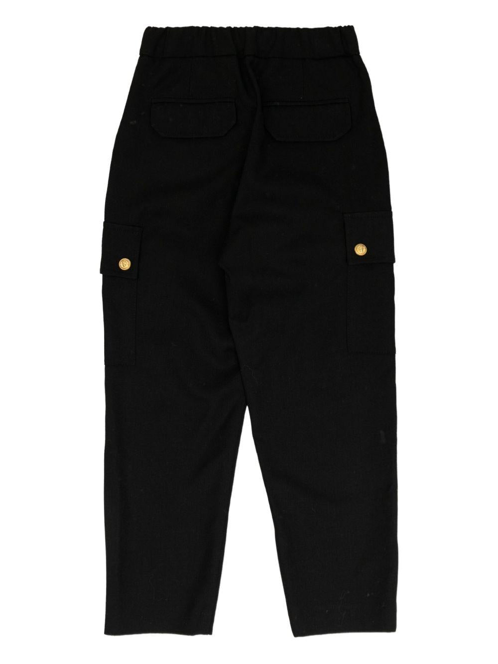 Pantaloni cargo per bambino Balmain Kids nero con bottoni dorati - Rubino Kids