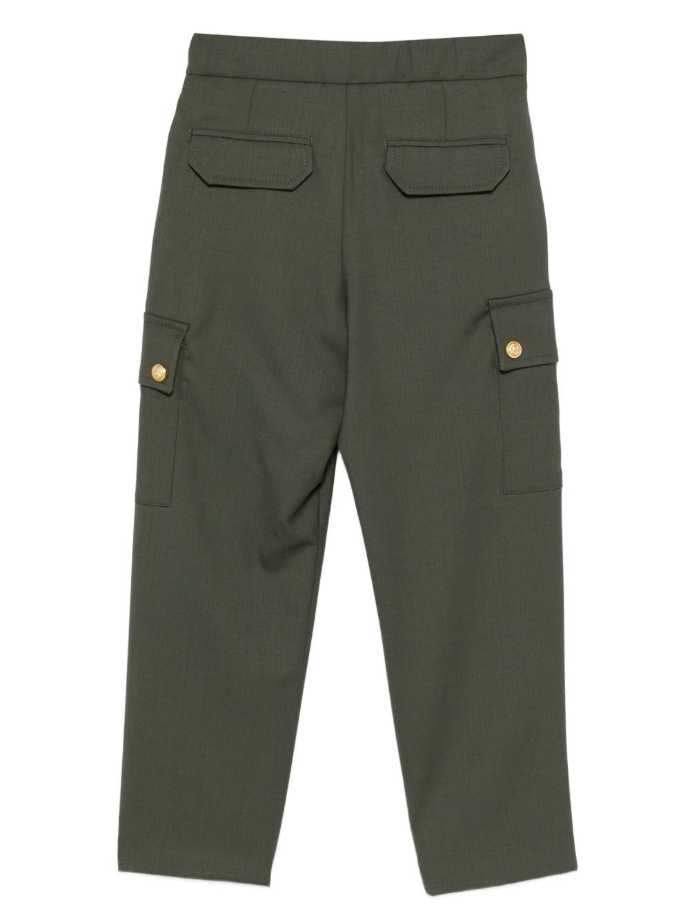 Pantaloni cargo per bambino Balmain Kids verde con bottoni dorati - Rubino Kids