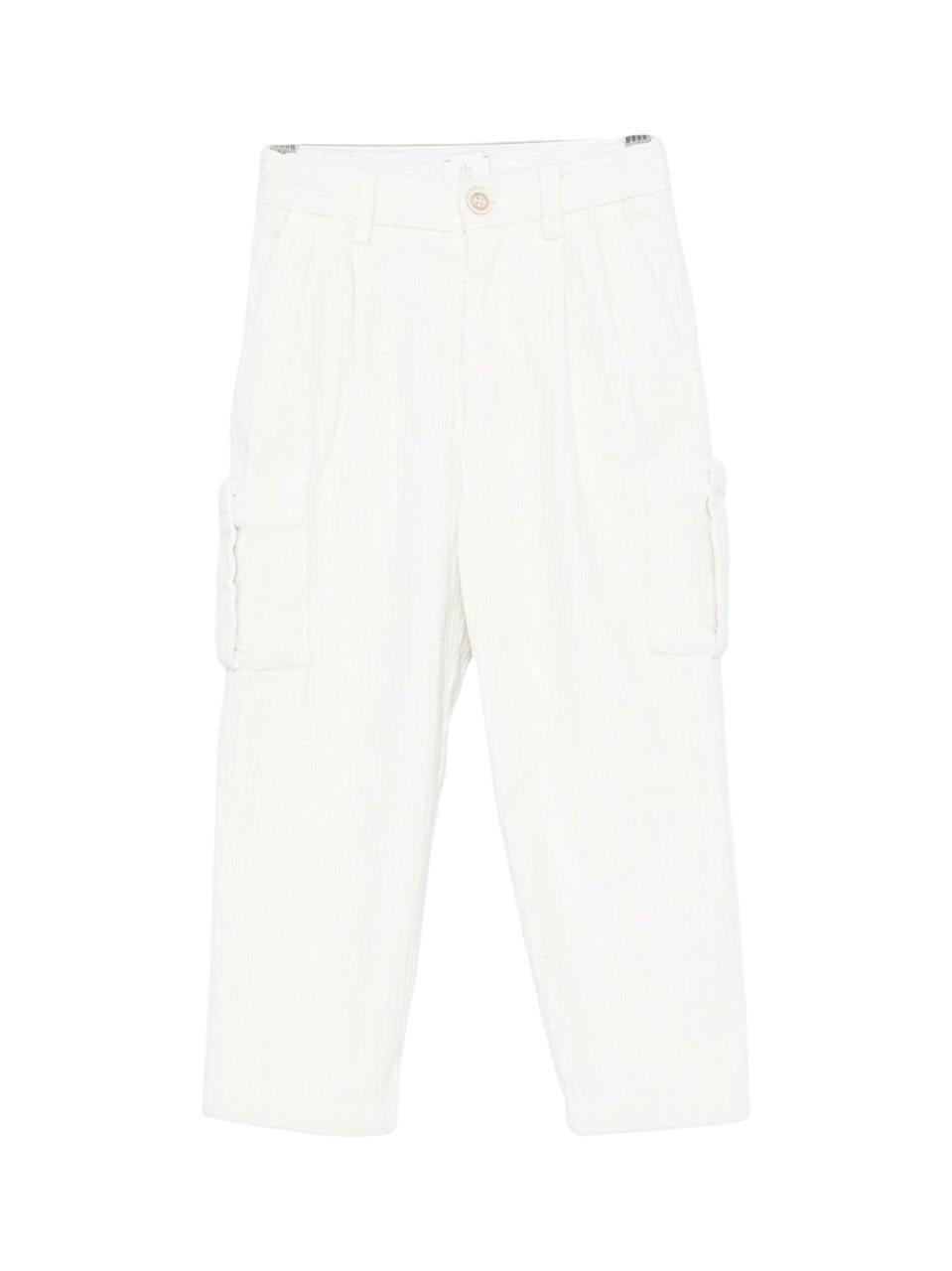 Pantaloni cargo per bambino Eleventy Kids bianchi con chiusura frontale con bottoni - Rubino Kids