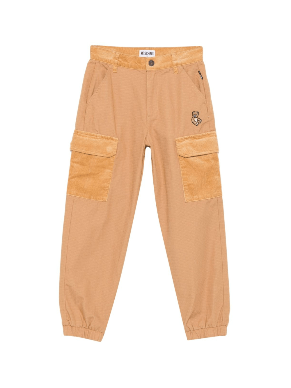 Pantaloni cargo per bambino Moschino Kids beige con tasche in velluto a coste - Rubino Kids