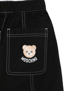 Pantaloni cargo per bambino Moschino Kids nero con cuciture a contrasto - Rubino Kids