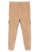 Pantaloni cargo per bambino Trussardi Junior marroni a coste con tasche laterali e orli risvoltati - Rubino Kids