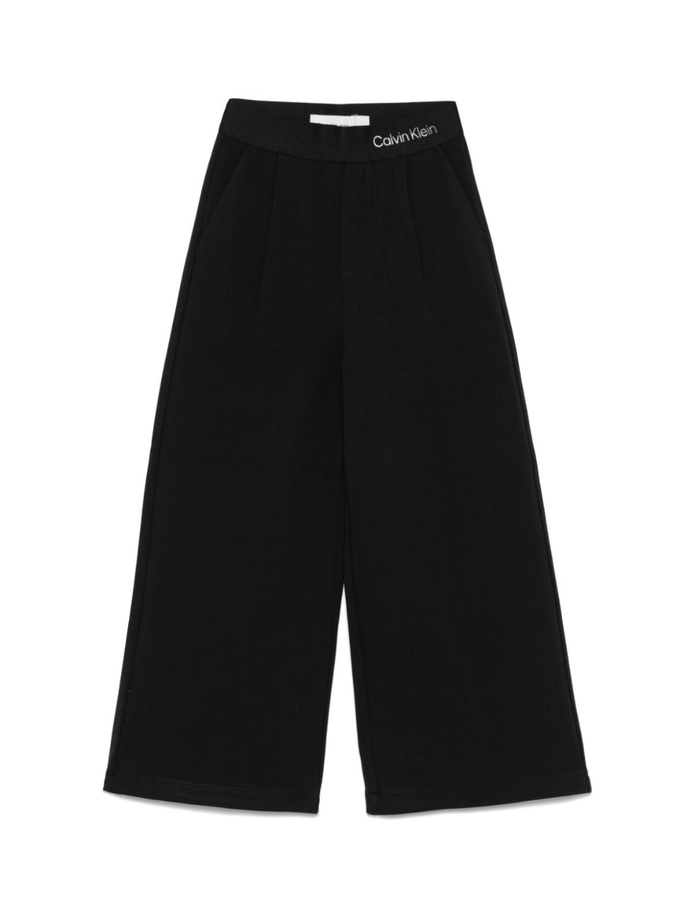 Pantaloni con banda logo per bambina Calvin Klein Kids nero con dettagli plissettati - Rubino Kids