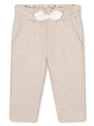 Pantaloni con fiocco per neonato Chloé Kids beige con taglio straight - Rubino Kids
