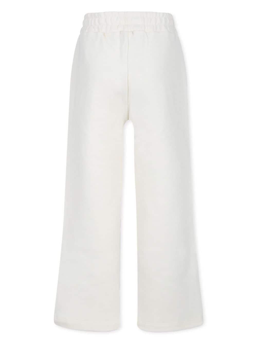Pantaloni con logo ricamato per bambina MSGM Kids bianco con elastico in vita - Rubino Kids
