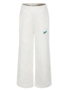 Pantaloni con logo ricamato per bambina MSGM Kids bianco con elastico in vita - Rubino Kids