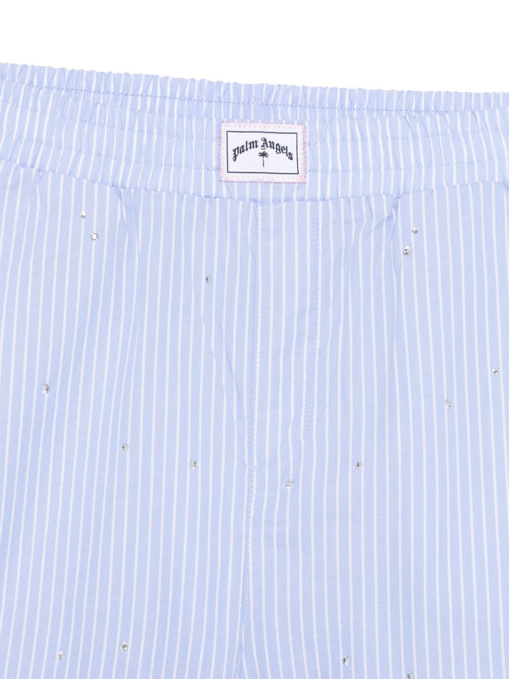 Pantaloni con strass per bambina Palm Angels Kids azzurro con motivo gessato - Rubino Kids