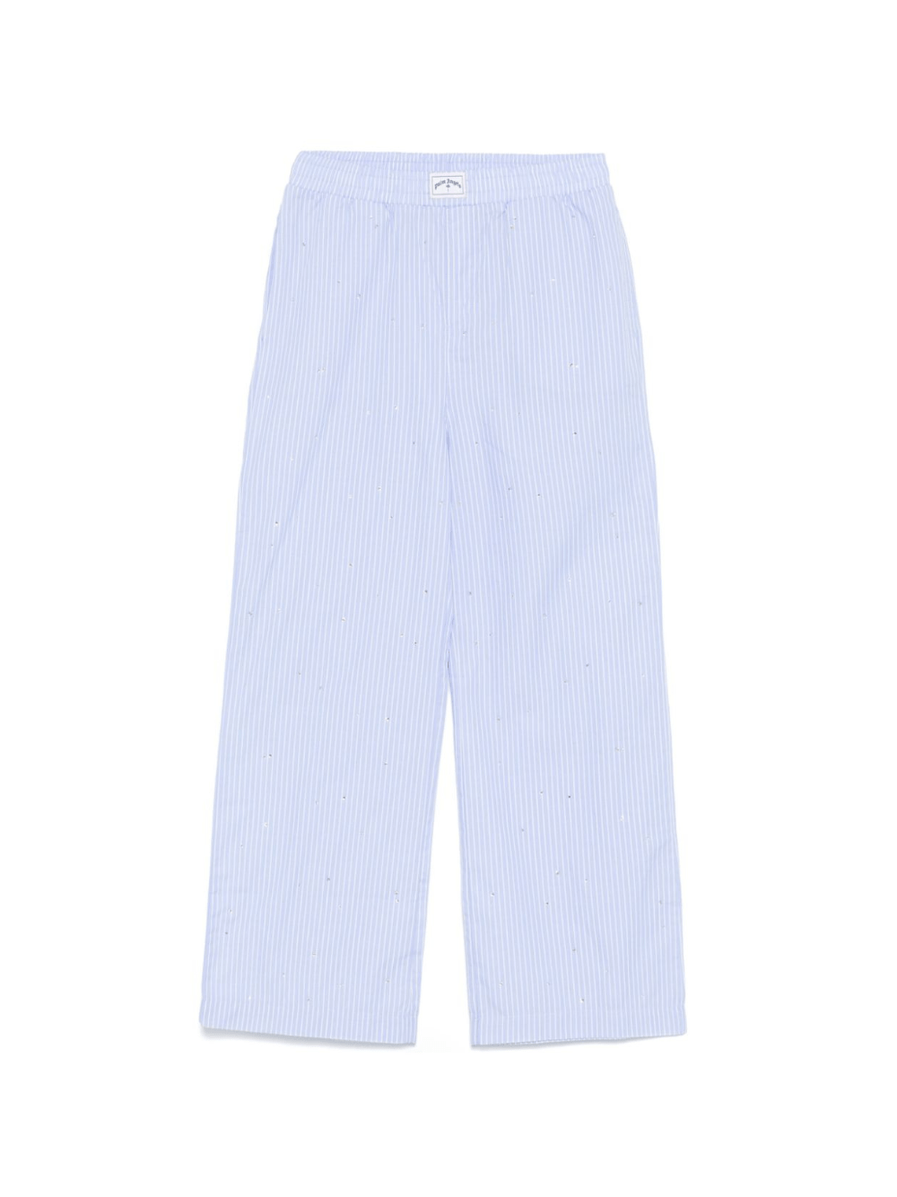 Pantaloni con strass per bambina Palm Angels Kids azzurro con motivo gessato - Rubino Kids