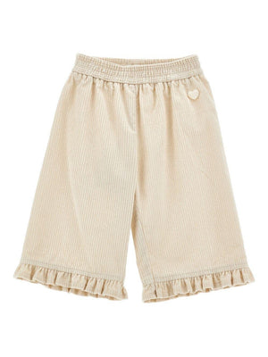 Monnalisa beige cropped trousers for newborns with elastic waist