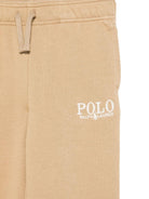 Pantaloni da tuta con logo ricamato per bambino Ralph Lauren Kids beige con caviglie elasticizzate - Rubino Kids