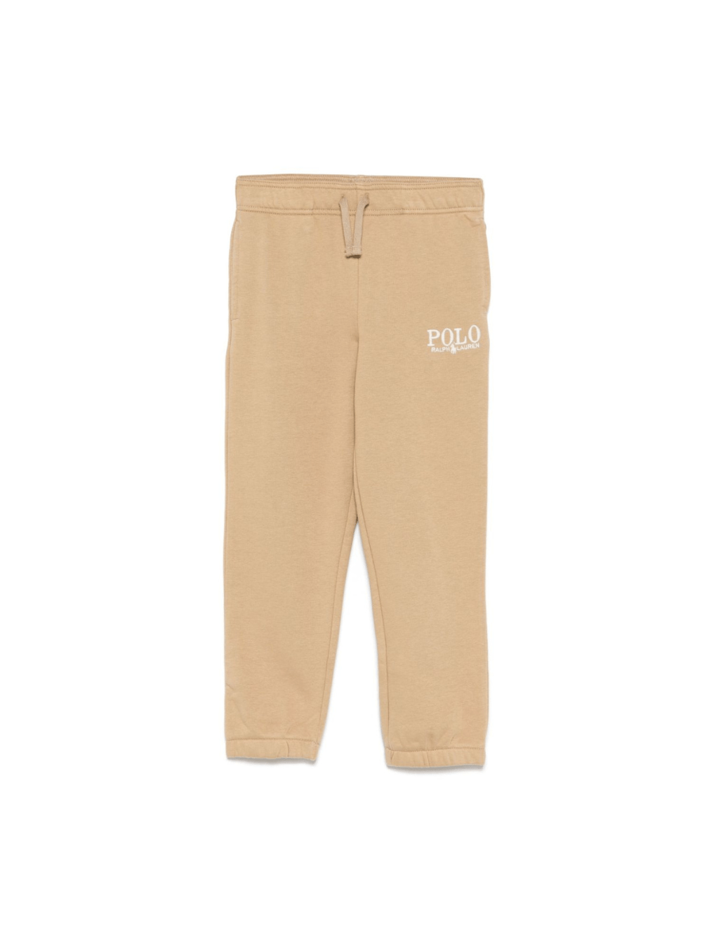 Pantaloni da tuta con logo ricamato per bambino Ralph Lauren Kids beige con caviglie elasticizzate - Rubino Kids