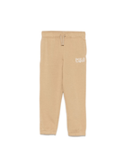 Pantaloni da tuta con logo ricamato per bambino Ralph Lauren Kids beige con caviglie elasticizzate - Rubino Kids