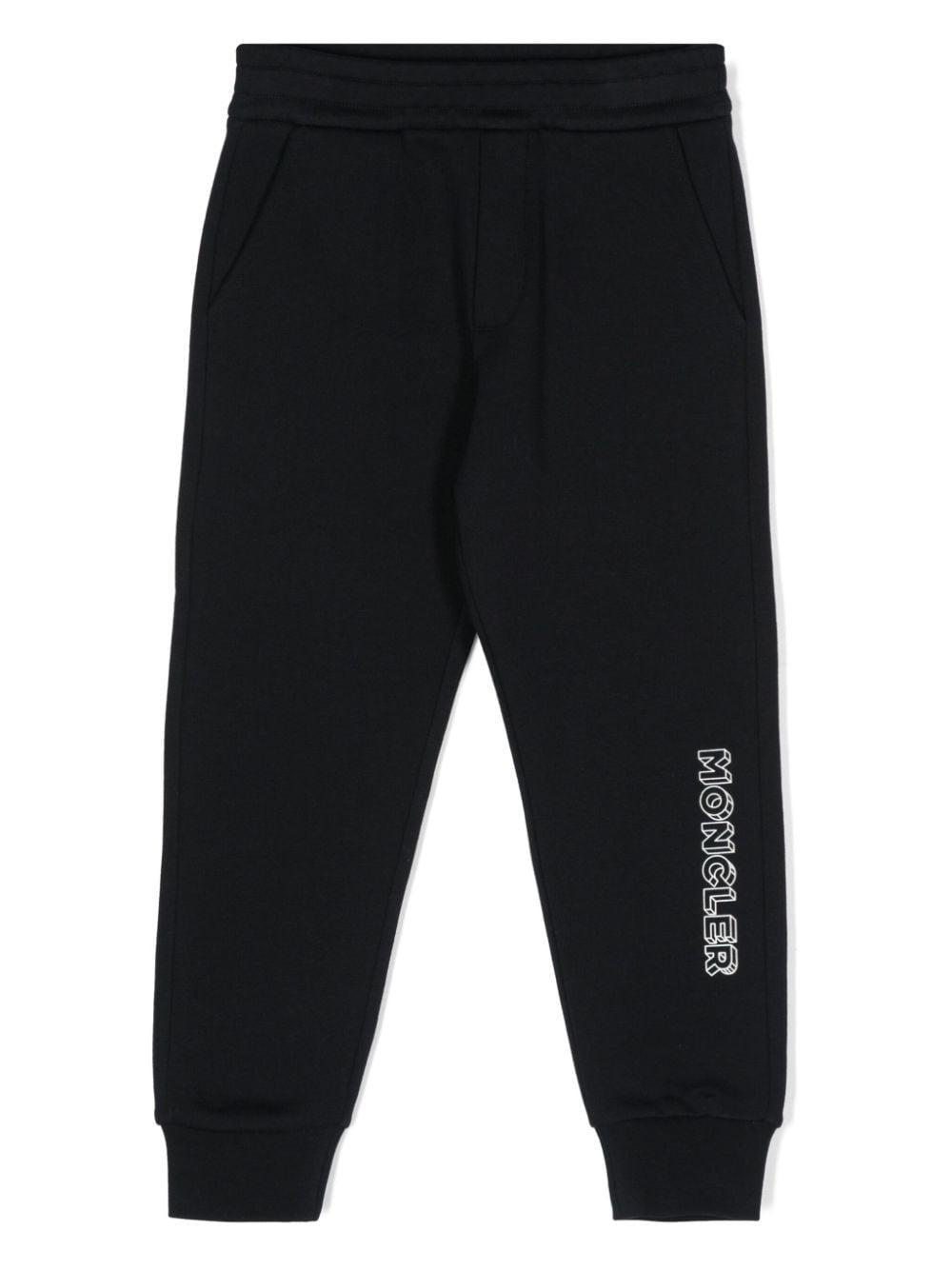 Pantaloni da tuta con stampa logo per bambino Moncler Enfant blu con toppa - Rubino Kids