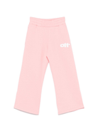 Pantaloni da tuta grafici per bambina Off - White Kids rosa con due tasche laterali - Rubino Kids
