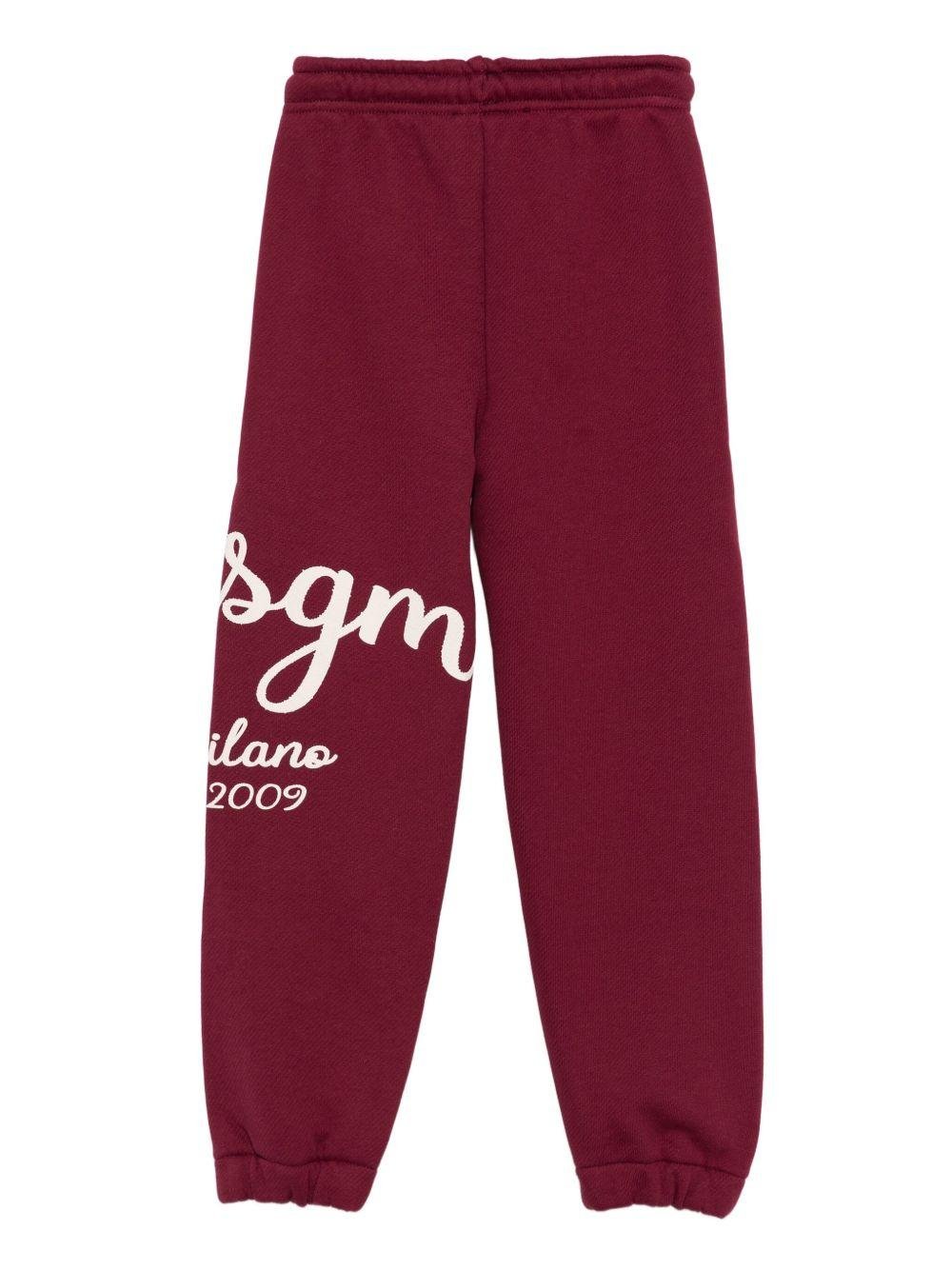 Pantaloni da tuta per bambina MSGM Kids bordeaux con tasche laterali - Rubino Kids