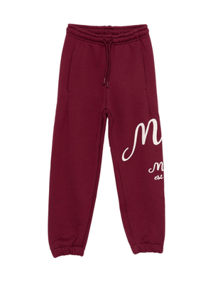 Pantaloni da tuta per bambina MSGM Kids bordeaux con tasche laterali