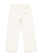 Pantaloni di velluto a coste per bambino Moschino Kids bianchi con due tasche lateralil - Rubino Kids