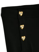 Pantaloni dritti per bambina Moschino Kids nero con bottoni color oro - Rubino Kids