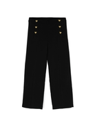 Pantaloni dritti per bambina Moschino Kids nero con bottoni color oro - Rubino Kids
