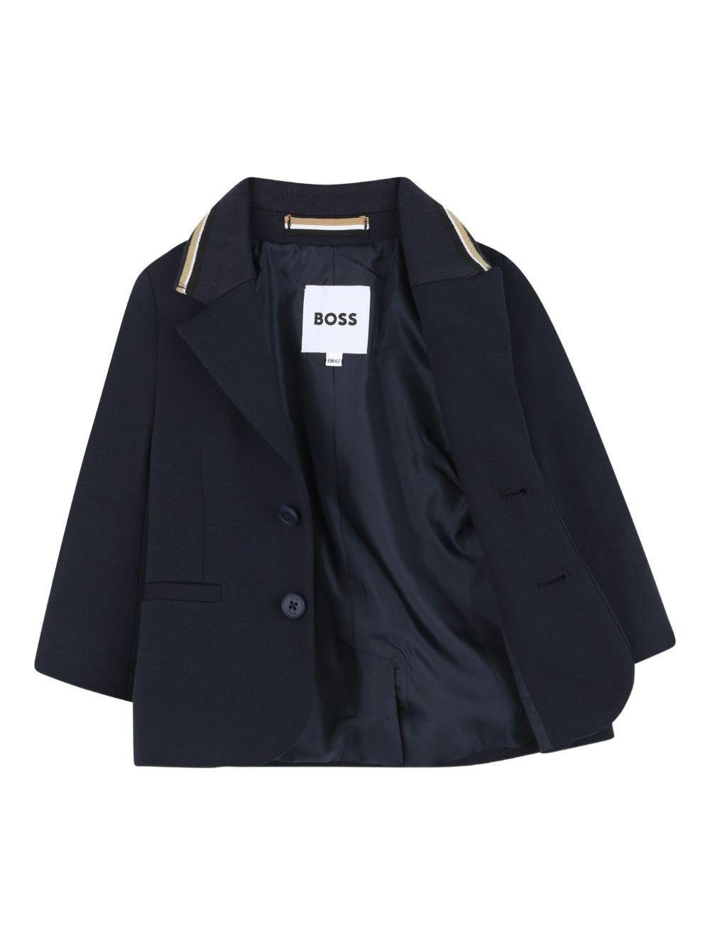 Pantaloni e giacca per neonato BOSS Kidswear blu con orlo a contrasto (2 pezzi) - Rubino Kids