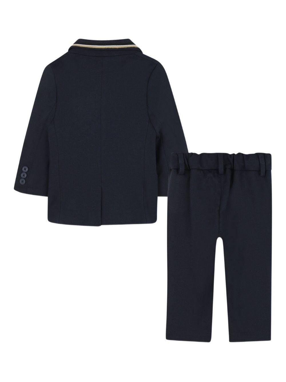 Pantaloni e giacca per neonato BOSS Kidswear blu con orlo a contrasto (2 pezzi) - Rubino Kids