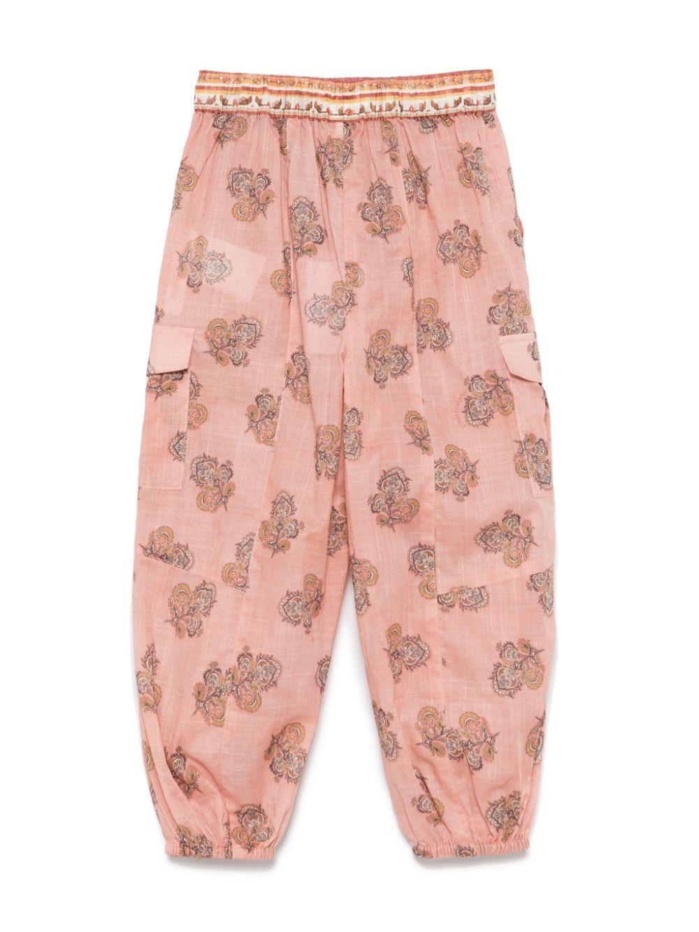 Pantaloni elasticizzati per bambina ZIMMERMANN Kids rosa con stampa floreale - Rubino Kids