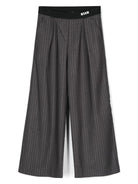 Pantaloni grigi per bambina gessati lamé MSGM Kids - Rubino Kids