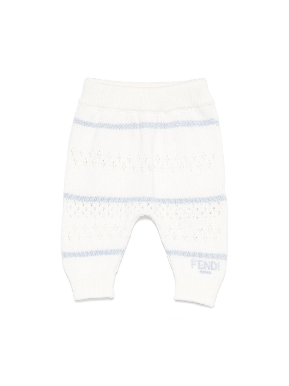 Pantaloni in maglia per neonato Fendi Kids bianco con ricamo all - over - Rubino Kids