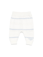 Pantaloni in maglia per neonato Fendi Kids bianco con ricamo all - over - Rubino Kids