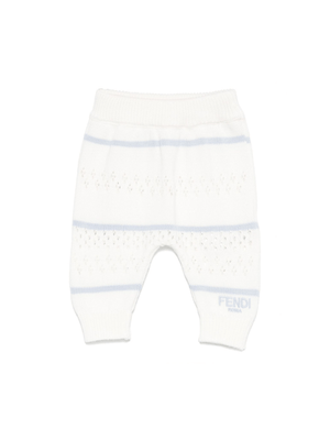 Pantaloni in maglia per neonato Fendi Kids bianco con ricamo all-over
