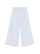 Pantaloni Loukini per bambina Louise Misha bianchi con design a righe azzurre - Rubino Kids