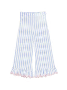 Pantaloni Loukini per bambina Louise Misha bianchi con design a righe azzurre - Rubino Kids