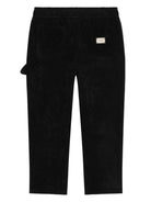 Pantaloni neri per bambino a coste con logo Dolce & Gabbana Kids - Rubino Kids