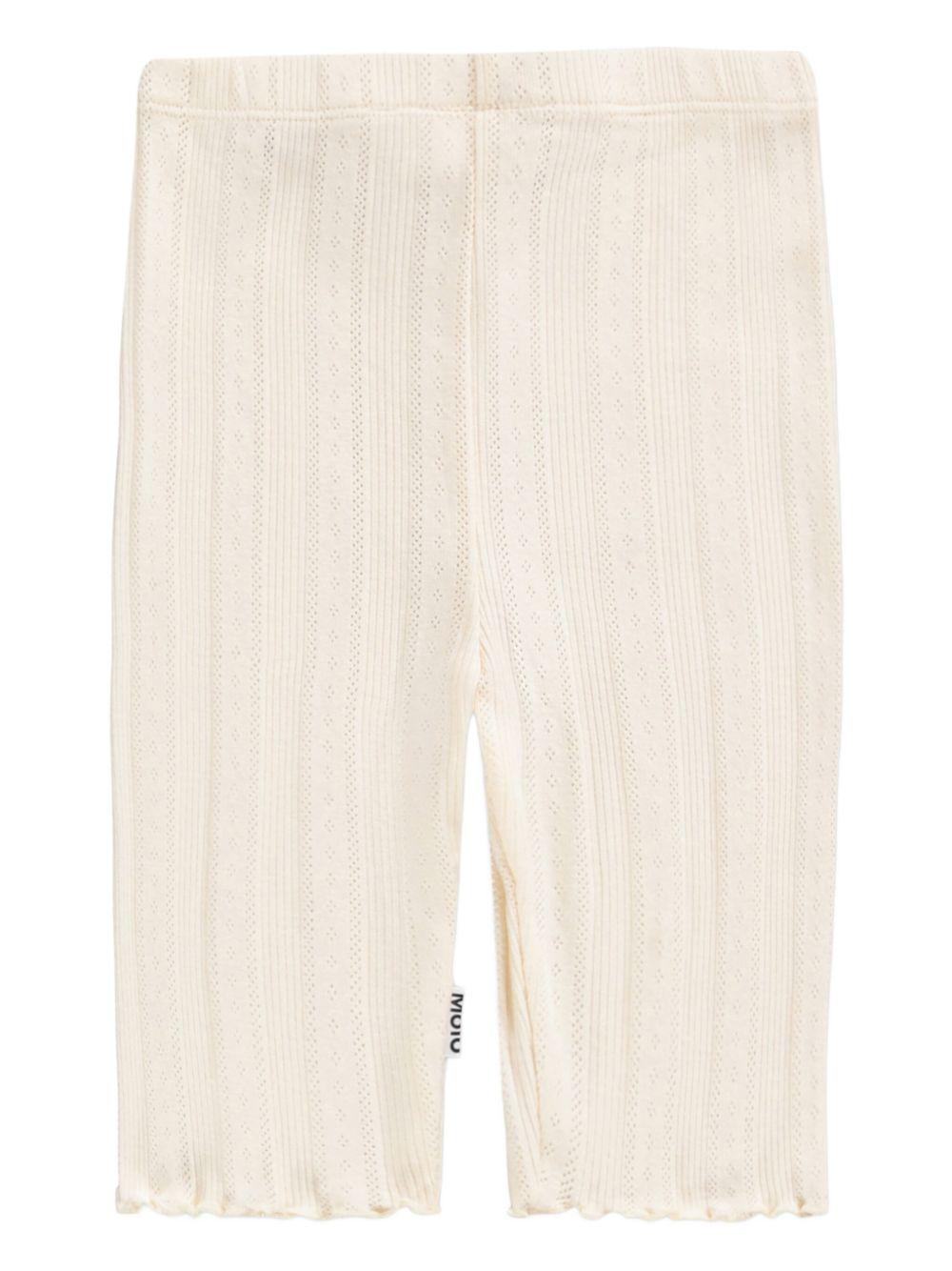 Pantaloni Noella per bambina Molo beige con ruches - Rubino Kids