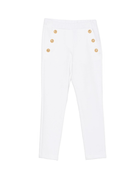 Pantaloni per bambina Balmain Kids bianchi con bottoni in oro - Rubino Kids