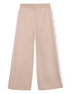Pantaloni per bambina Billieblush beige con righe laterali con paillettes - Rubino Kids