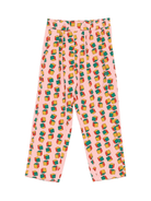 Pantaloni per bambina Bobo Choses rosa con stampa a dadi - Rubino Kids