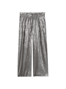 Pantaloni per bambina Dkny Kids argentati con design paillettes all - over - Rubino Kids