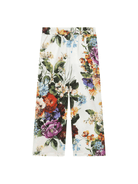 Pantaloni per bambina Dolce & Gabbana Kids bianco a fiori - Rubino Kids