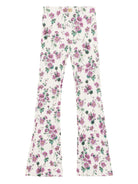 Pantaloni per bambina Dolce & Gabbana Kids bianco a fiori - Rubino Kids
