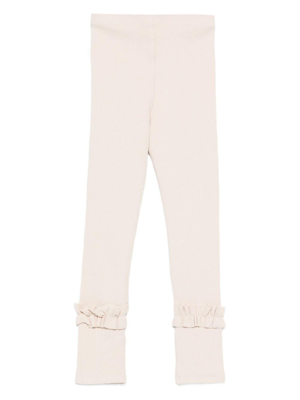 Pantaloni per bambina DONSJE beige con ruches - Rubino Kids