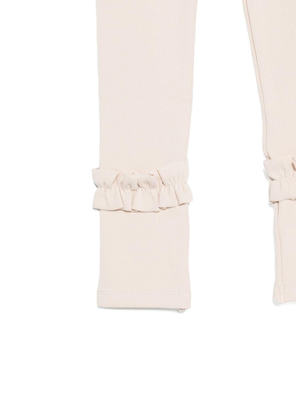Pantaloni per bambina DONSJE beige con ruches - Rubino Kids