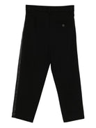 Pantaloni per bambina Douuod Kids nero con dettaglio a righe - Rubino Kids