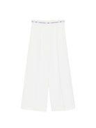 Pantaloni per bambina Elisabetta Franchi La Mia Bambina bianchi con banda logo - Rubino Kids