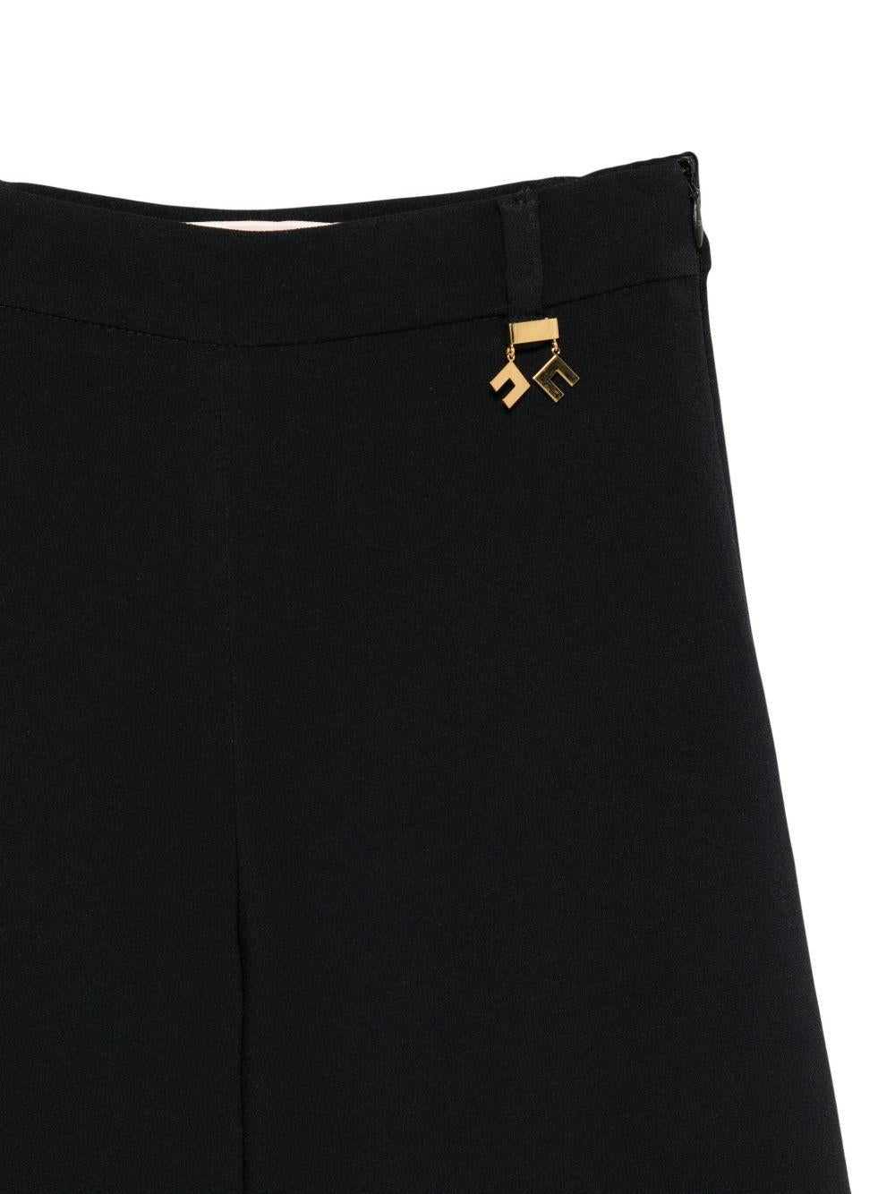 Pantaloni per bambina Elisabetta Franchi La Mia Bambina nero con logo oro - Rubino Kids