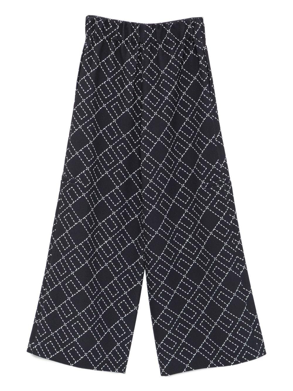 Pantaloni per bambina Elisabetta Franchi La Mia Bambina nero con motivo geometrico - Rubino Kids