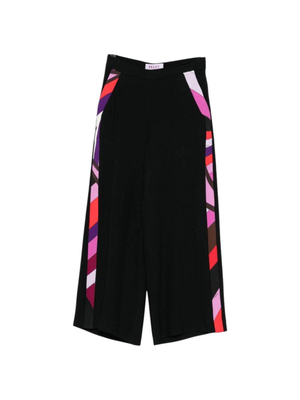 Pantaloni per bambina Emilio Pucci Junior nero a fantasia geometrica - Rubino Kids
