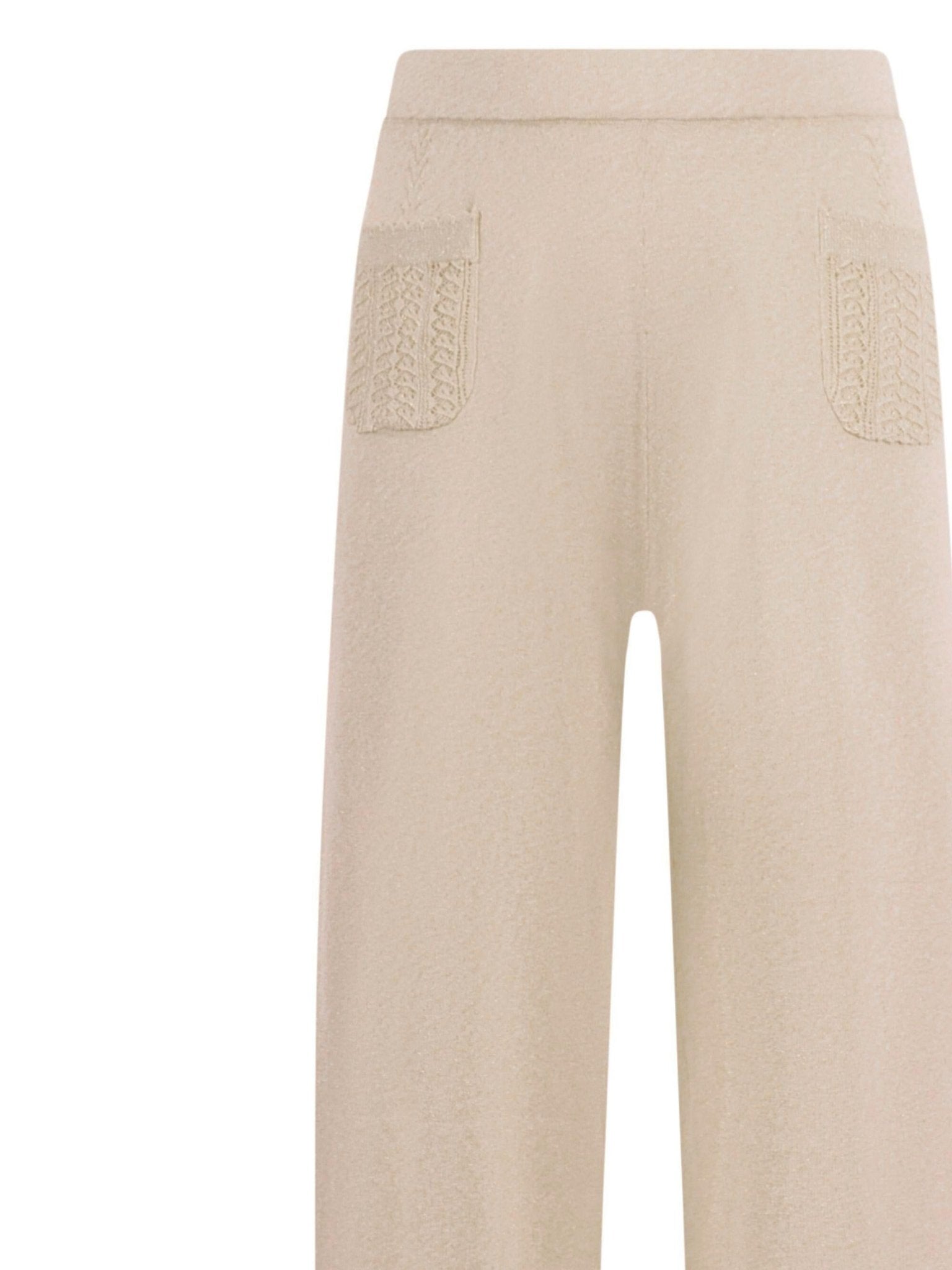 Pantaloni per bambina Emporio Armani Kids beige con due tasche posteriori - Rubino Kids