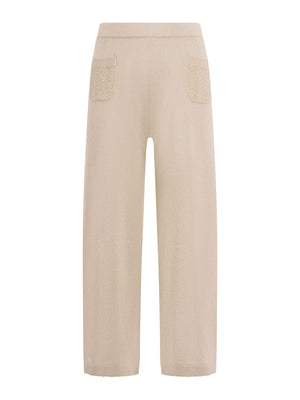 Emporio Armani Kids beige trousers for girls with two back pockets