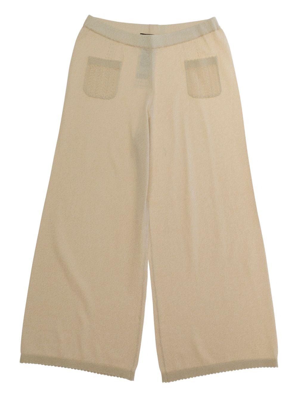 Pantaloni per bambina Emporio Armani Kids beige con due tasche posteriori - Rubino Kids